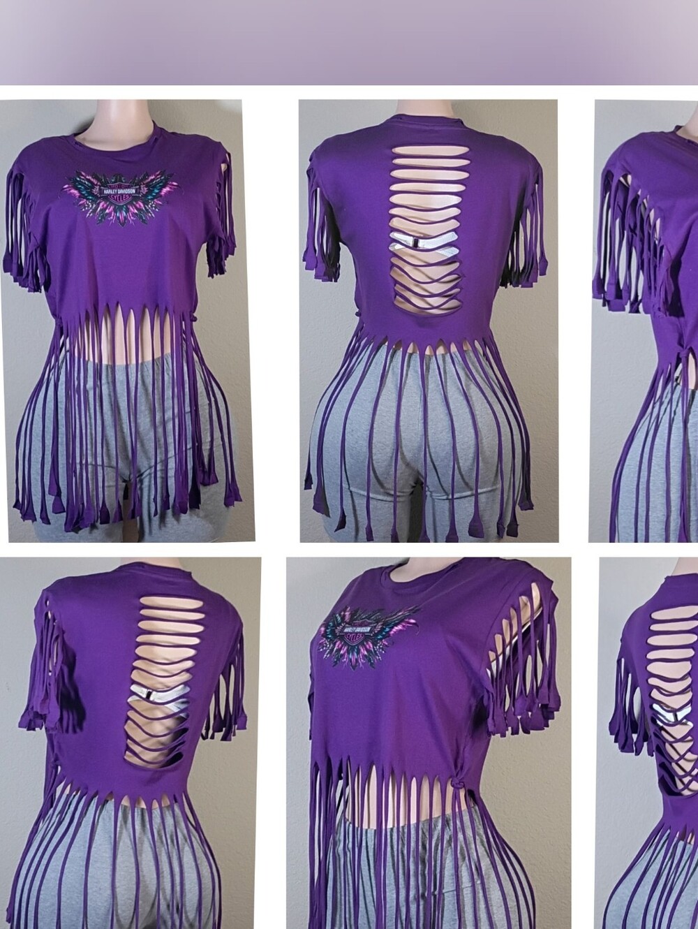 Biker Style Distressed Fringe Tee